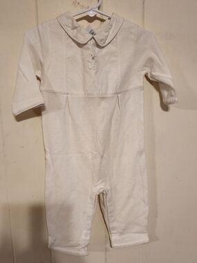 Vintage Y2K Gymboree Baby Romper 6-12 Month White Christening Outfit 100% Cotton
